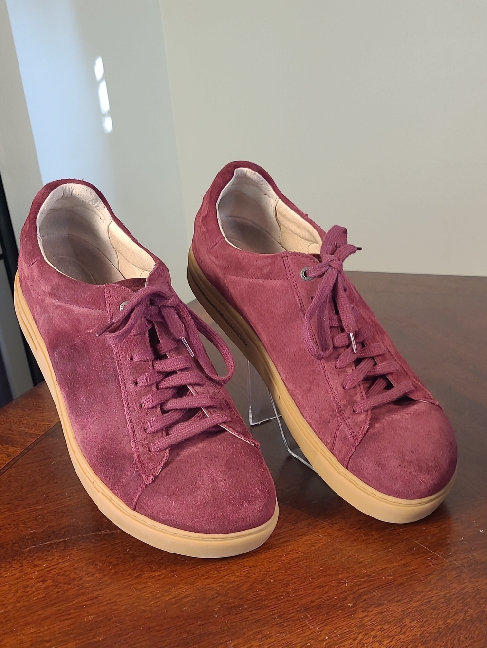 Birkenstock Bend Low Maroon Suede Sneakers with Gum Sole Men EU 46 US 13